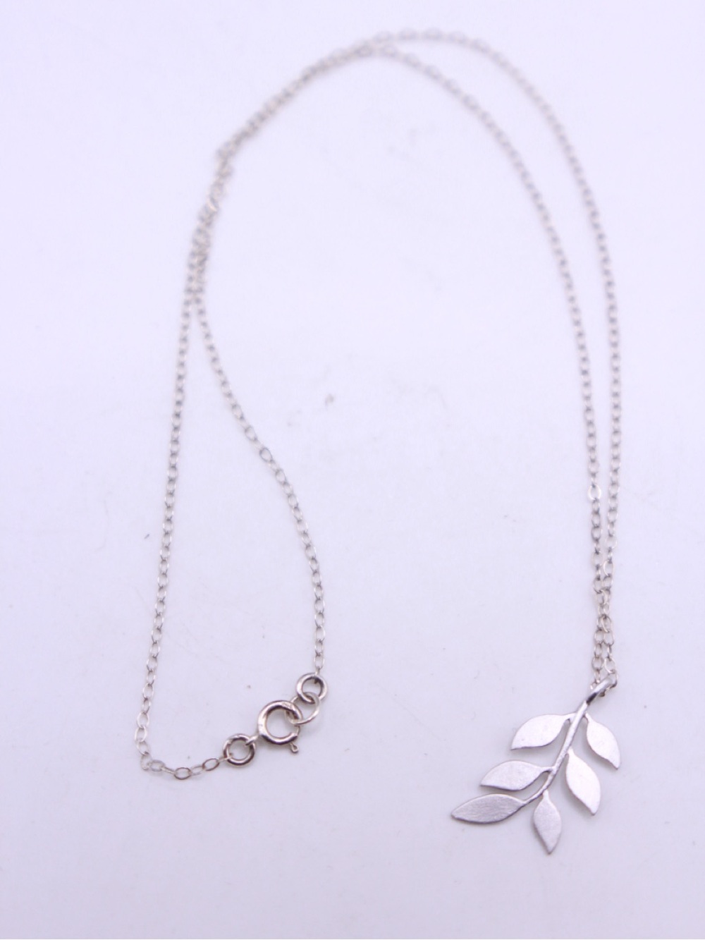 Sterling Olive Branch Pendant Necklace